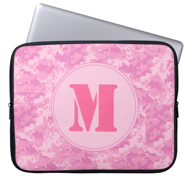 Pink ACU Camo Camouflage Monogram 15" Laptop Case (Front)