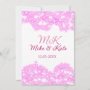 Pink add couple name date monogram glitter sparkle invitation