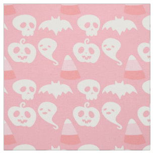 Pink Adorable Halloween Pattern Fabric