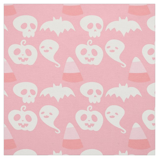 Pink Adorable Halloween Pattern Fabric (Swatch)