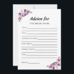 Pink Advice for the Bride Bridal Shower Game Card<br><div class="desc">Vino Before Vows Bridal Shower Theme - Watercolor Pink Purple Floral "Advice for the Bride" Bridal Shower Game Cards.</div>