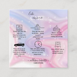 Pink Aesthetic Cake Care Square Business Card