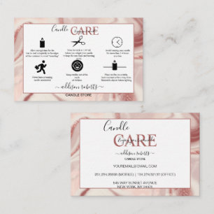 Pink Aesthetic Candle Care Square Business Card