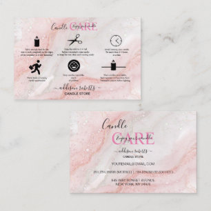 Pink Aesthetic Candle Care Square Business Card
