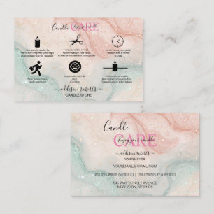 Pink Aesthetic Candle Care Square Business Card