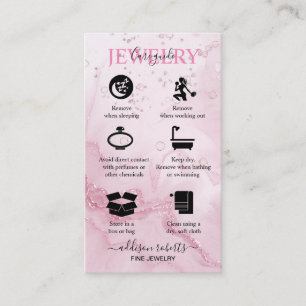 Pink Aesthetic Jewellery Care Business Card