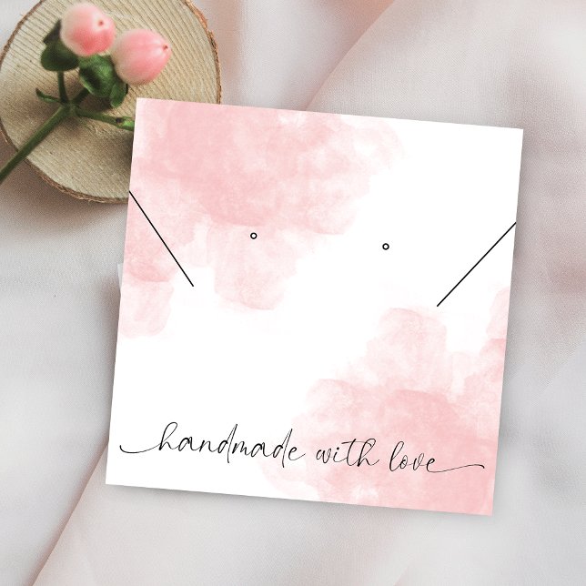 Pink Aesthetic Logo Earrings Necklace Display Square Business Card (Creator Uploaded)