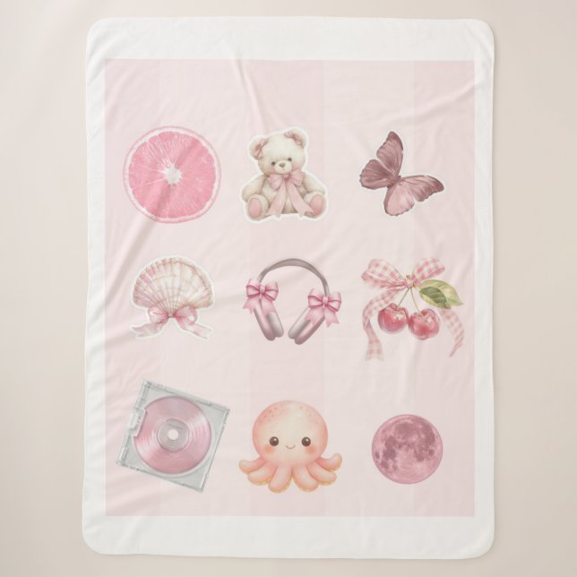 Pink Aesthetic  Sherpa Blanket (Front)