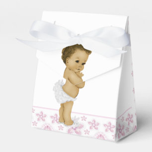 Pink African American Baby Girl Shower Favour Box