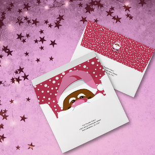 Pink African-American Santa Claus Christmas Envelope
