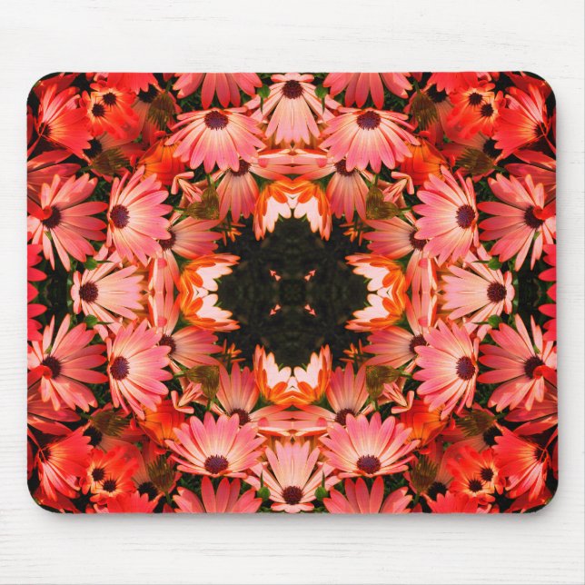 Pink African Daisies Abstract Floral Art Mouse Pad (Front)