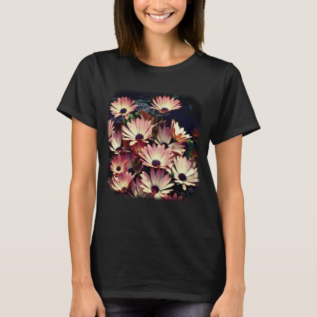 Pink African Daisies Floral Nature  T-Shirt (Front)