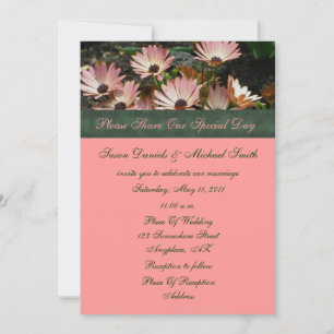 Pink African Daisies Floral Wedding Invitation