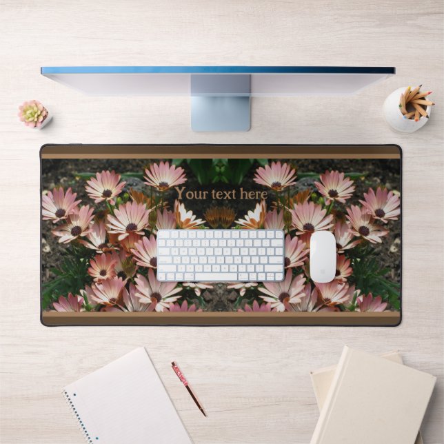 Pink African Daisy Flowers Personalised Desk Mat (Office 1)