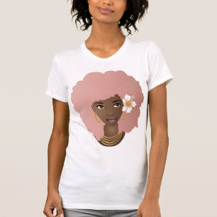 Pink Afro, Flower in Her Hair T-shirt