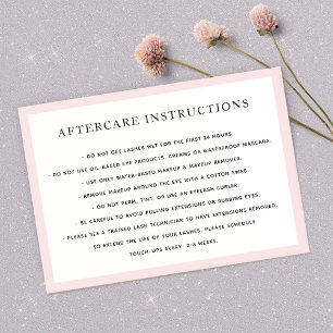  Pink AfterCare Instructions  Business Card