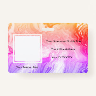 Pink Agate Art Photo Text Templates Employee Badge ID Badge