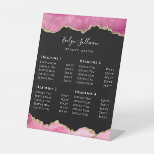 Pink Agate Beauty Salon Price List Pedestal Sign