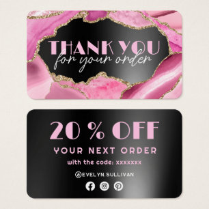 Pink agate black foil discount card