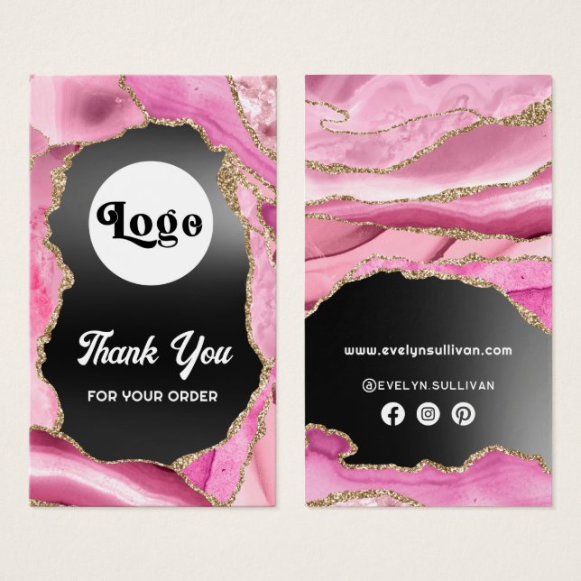 Pink agate black foil package insert (Front & Back)