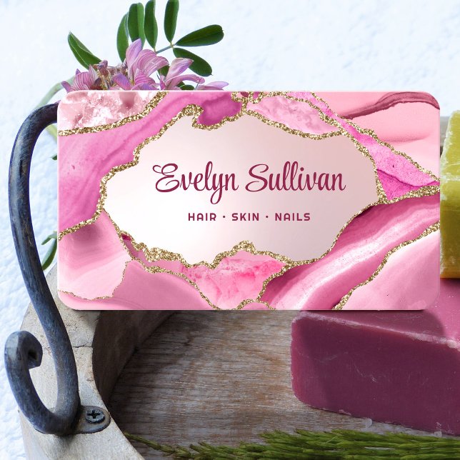 Pink Agate Faux Foil Business Card (Creator Uploaded)