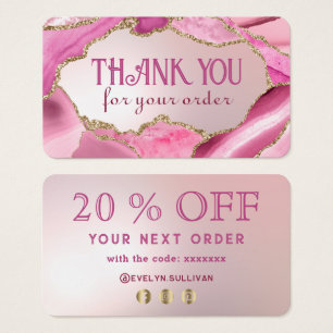 Pink agate faux foil discount card