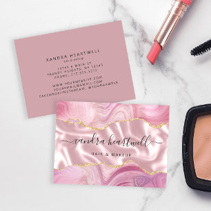 Pink Agate Gold Glitter Luxury Business Card
