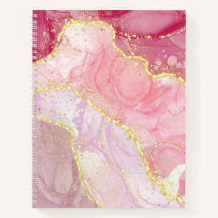Pink Agate Gold Glitter Marble Geode  Notebook