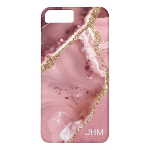 Pink Agate Gold Glitter Monogram Case-Mate iPhone Case