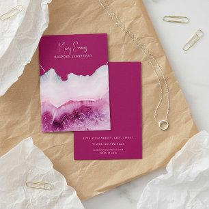 Pink agate necklace display card