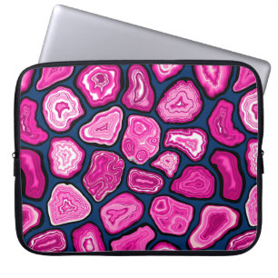Pink agate slices laptop sleeve