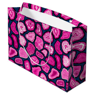 Pink agate slices large gift bag