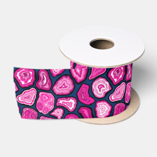 Pink agate slices satin ribbon