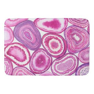 Pink agate watercolor bath mat