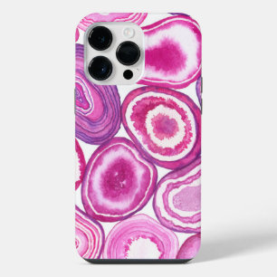 Pink agate watercolor iPhone 14 pro max case