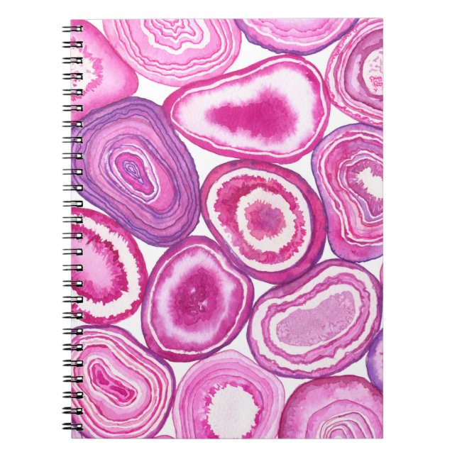 Pink agate watercolor spiral notebook (Front)