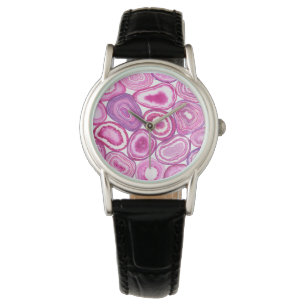 Pink agate watercolor watch