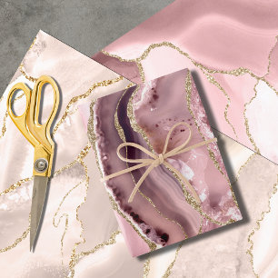 pink agate wrapping paper sheets