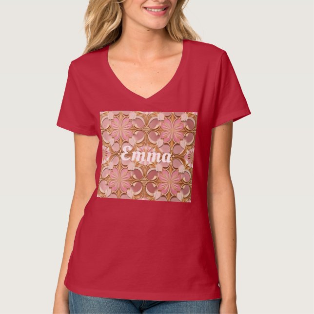 Pink AI Art Red T-Shirt (Front)