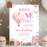Pink Air Balloon Girl Oneferdul World 1st Birthday