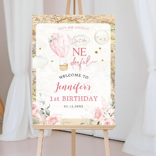 Pink Air Balloon Isn't she Onerderful Welcome Sign