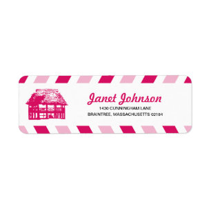 Pink Airmail Beach Hut RETURN ADDRESS Mailing