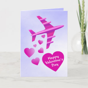 Pink Airplane Valentine Holiday Card