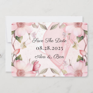 Pink Alcohol Ink Floral Wedding Save The Date Card