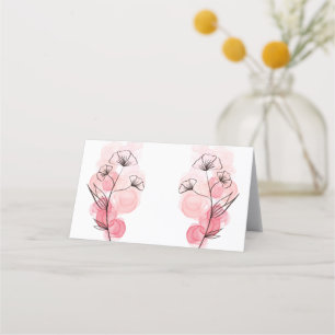 Pink Alcohol Ink Flowers Place Card