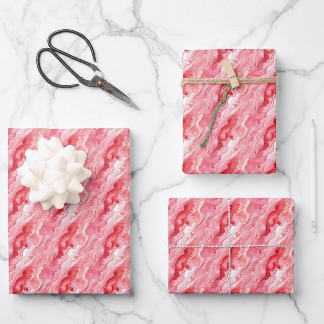 Pink Alcohol Ink Wrapping Paper Sheet (Front)