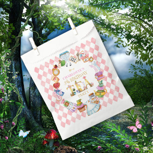 Pink Alice in Wonderland 5th Birthday Favour Bags