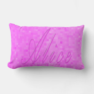 Pink Alice Name On Pastel Pink Mosaic, Lumbar Cushion