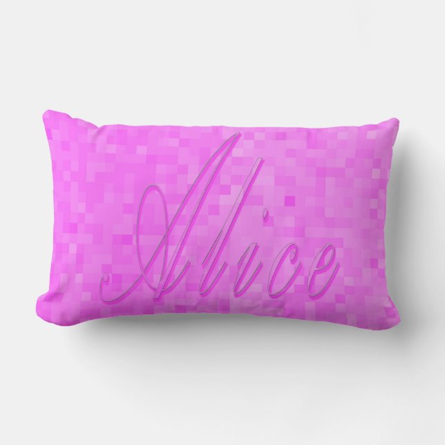 Pink Alice Name On Pastel Pink Mosaic, Lumbar Cushion (Front)
