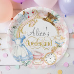 Pink, Alice Onederland, Girl 1st birthday<br><div class="desc">This product is a set of charming pink paper plates designed for a girl's first birthday celebration, inspired by the whimsical theme of "Alice in Wonderland." Each plate features intricate illustrations of the iconic Alice amidst a magical wonderland setting, all rendered in various shades of pink. The design captures the...</div>